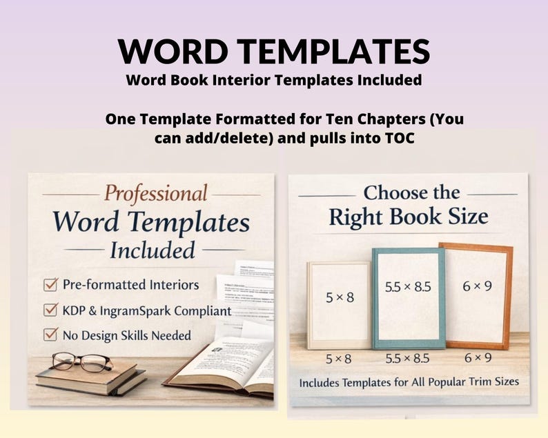 Book Interior Template Microsoft Word 6x9 5x8 5.5x8.5 Print Ready