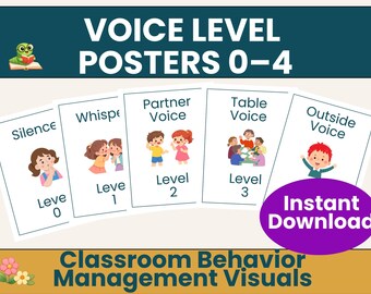 Stimmungshöhe Poster 0–4 Klassenzimmer Display | Silent to außerhalb Stimme Diagramm | Ganzseite Verhaltensmanagment Visuelle | Elementare Klassenregel
