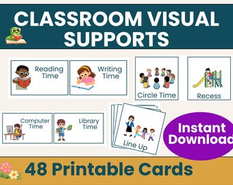 Preschool Transition Cards Printable | Classroom Direction Visuals | Kindergarten Visual Cue Cards
