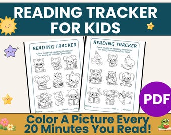 Reading Tracker Printable for Kids Preschool & Toddler Reading Log book Challenge Chart Early Literacy Tracker for Home Classroom