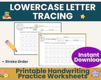 Lowercase Alphabet Tracing Worksheets A–Z Handwriting Practice for preschool Fine Motor Printable for Kindergarten Writing Skills