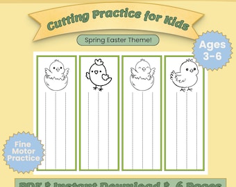 Easter Chick Cutting Skills Worksheets Spring Scissor Practice for Preschool Fine Motor Cutting Strips Color & Cut Chick Craft