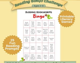 Lese bingo Herausforderung für Kinder druckbares Buch Bingo-Spiel Klassenzimmer & Bibliothek Alphabetisierung Aktivität Vorschul-2nd Klasse Lesespaß