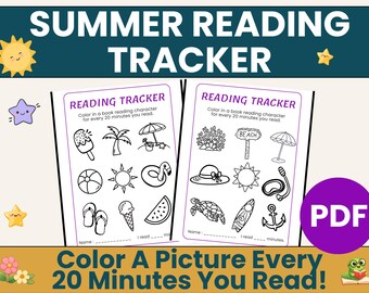 Summer Reading Tracker for Kids Early Literacy Printable Summer Book Log for Children Reading Chart for Summer Literacy