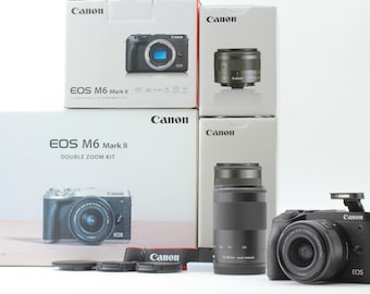 Nos [Top Mint] Canon Eos M6 Mark Ii Double Zoom Kit Ef M15-45 M55-200 Lens Japan