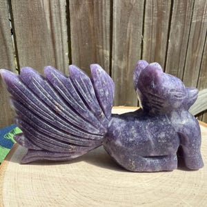 Lepidolite Nine-Tailed Fox Carving – Peace Stone Figurine