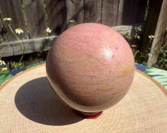 Pink Petrified Wood Sphere - Earthy Decor