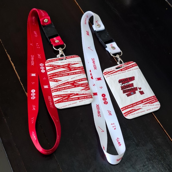 Kpop Red ID Card Holder Lanyard Set – Fan Style Photocard Badge Case