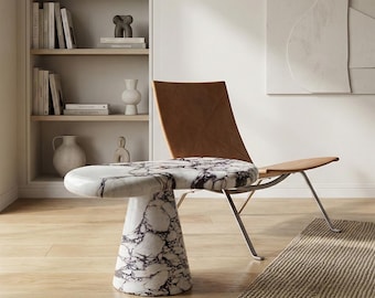 Customizable Marble Floating Island Side Table, Sculptural Plinth Accent End Table