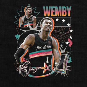 Wembanyama PNG Shirt Design Halftone, Basketball Player Comic Graphic Tee Sublimation (PNG Digital Download)