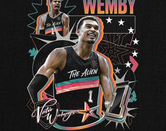 Wembanyama PNG Shirt Design Halftone, Basketball Player Comic Graphic Tee Sublimation (PNG Digital Download)