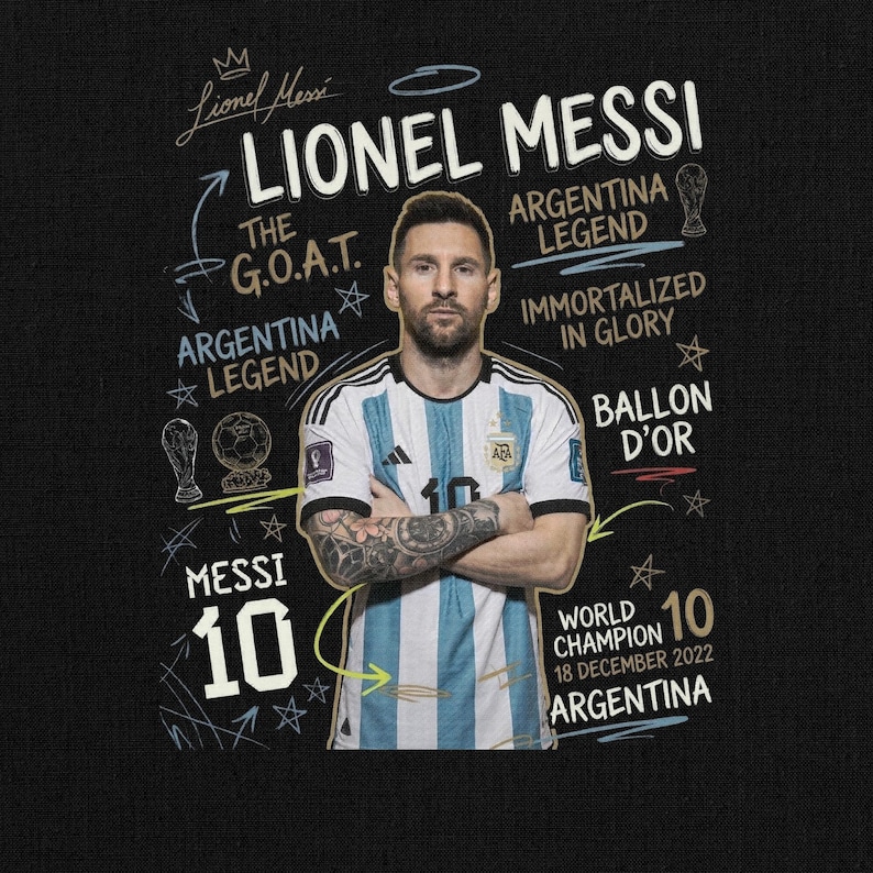 Messi PNG Shirt Design, Lionel Messi Comic Sublimation, Soccer Graphic Tee, Instant Download