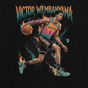 Wembanyama PNG Shirt Design Halftone, Basketball Player Comic Graphic Tee Sublimation (PNG Digital Download)