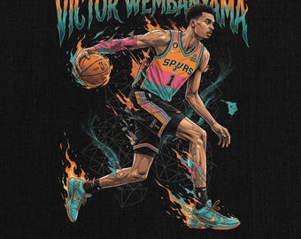 Wembanyama PNG Shirt Design Halftone, Basketball Player Comic Graphic Tee Sublimation (PNG Digital Download)