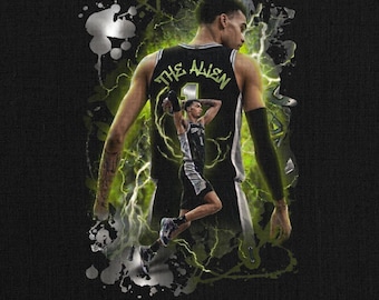 Wembanyama PNG Shirt Design Halftone, Basketball Player Graphic Tee Sublimation  (PNG Digital Download)