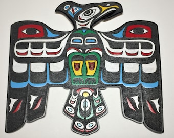 Eagle American Native Totem Style, Thunderbird wall hanger, Laser engraved, Personalized for Free