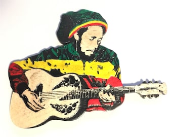 Bob Marley Acoustic Laser Engraved Lapel Pin