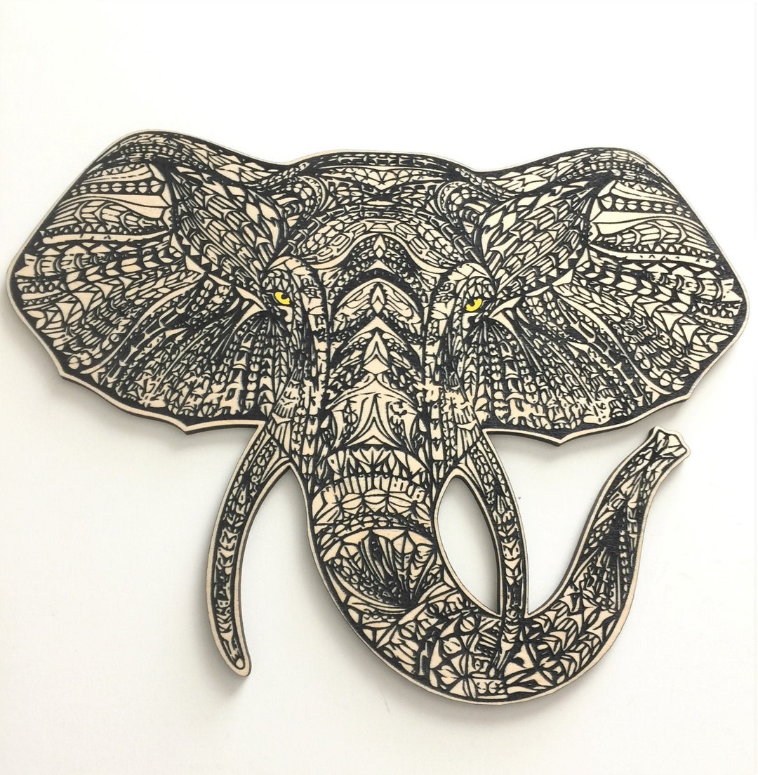 Elephant Wall Hanging, Laser Engraved, Black Finish and Personalized ...