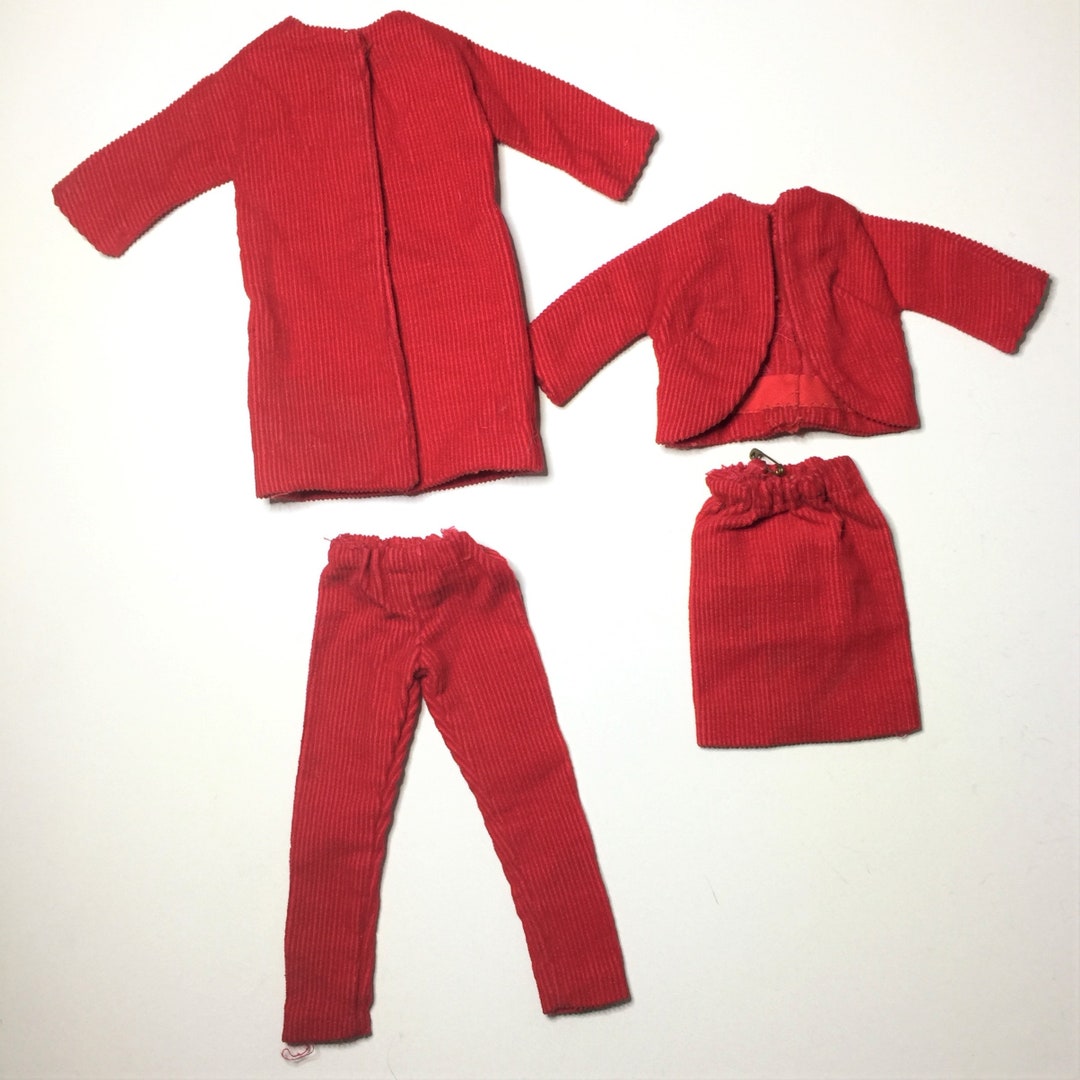 Barbie Red Corduroy Suit, Pants, Skirt, Coat, Jacket, Pants - Etsy