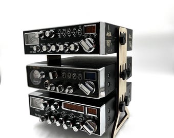 Ham CB Mobile Radio Desktop Stand Set for using your mobile radios on your desktop, holds 3 radios.