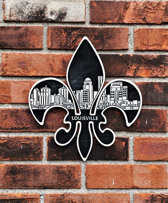 Fleur De Lis Louisville Kentucky Skyline Wood Wall Art - Etsy