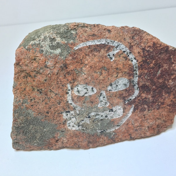 Slightly Stoopid SKULL Petroglyph Rock, Rocky Mountain Colorado Granite Decor