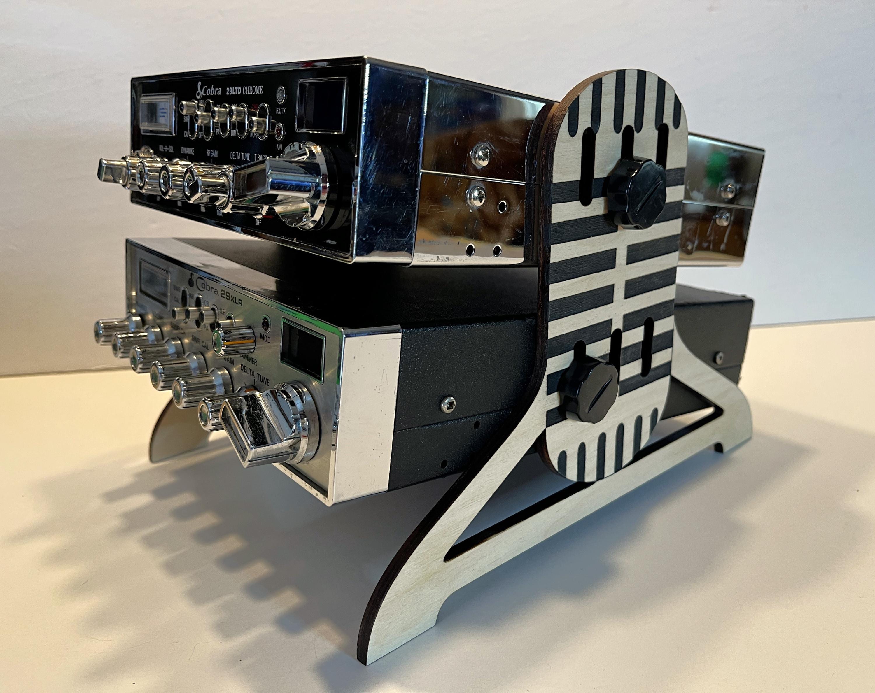 Ham CB Dual Mobile Radio Desktop Stand Set, Larger size holds 2 radios of equal width.