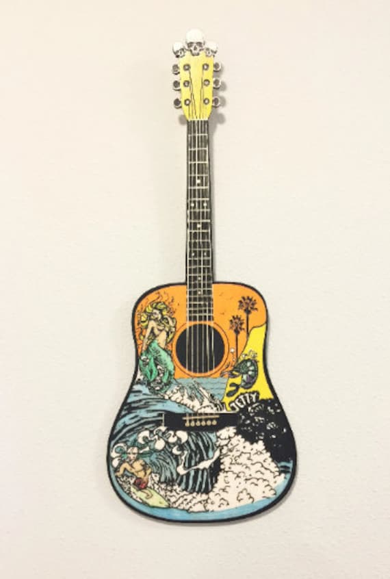 アート・デザイン・音楽 Acoustic Guitar Workshop Slightly Stoopid Guitar, Longest Barrel Ride, Laser Engraved Wall