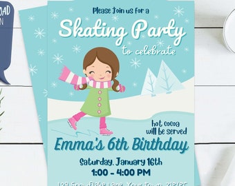 Ice Skating Invitation - Winter Birthday Invitation - Ice Skating Birthday Invitation - Print, Email, Post to Social Media - Animated Option