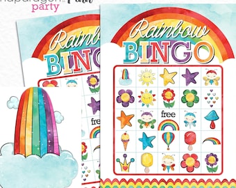 Rainbow Bingo Printable Party Game - 30 Bingo Cards - Rainbow Birthday Party Game - Kids Activity - Instant Download - Printable File