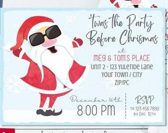 Cool Santa Christmas Party Invitation - Christmas Invitation - Santa Invitation - Work Christmas Party - Animated Option Included