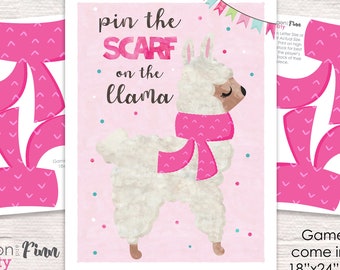 Pin the Scarf on the Llama Printable Party Game - 3 Poster Sizes - Llama Birthday Party Game - Fiesta Party Game - Instant Download
