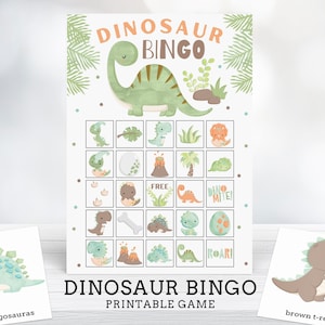 Gioco del bingo dei dinosauri - Gioco per feste stampabile dei dinosauri - Gioco per feste dei dinosauri - Attività dei dinosauri - Compleanno dei dinosauri - Download istantaneo