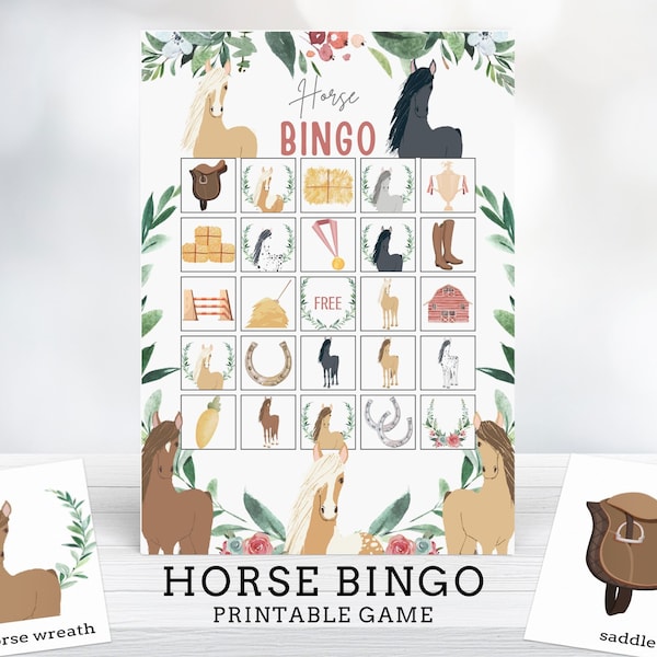 Horse Bingo -  Pony Bingo Printable Party Game - Pony Party Game - Horse Party Activity - Farm Bingo Game - Horse Birthday- Instant Download