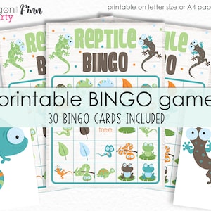 Reptile Party Bingo Printable Party Game - Reptile Birthday Party Game - Frogs and Lizards Bingo Game - Printable PDF - Instant Download