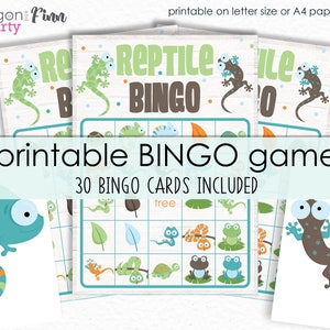 Reptile Party Bingo Printable Party Game - Reptile Birthday Party Game - Frogs and Lizards Bingo Game - Printable PDF - Instant Download