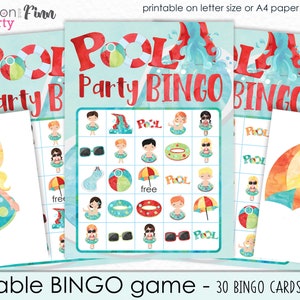 Pool Party Bingo Printable Game - Printable Pool Party Game - Summer Party Game - Summer Bingo Game - Instant Download