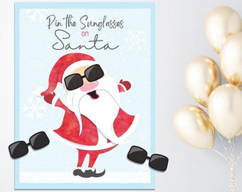 Pin the Sunglasses on Santa - Christmas Printable Party Game - Christmas Party Game - Fun Party Game - Print & Play - Instant Download