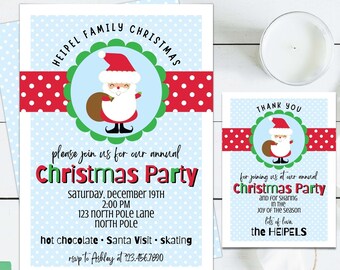 Jolly Santa Christmas Party Invitation - Christmas Invitation - Santa Invitation - Christmas Party - Print, Email or Post to Social Media