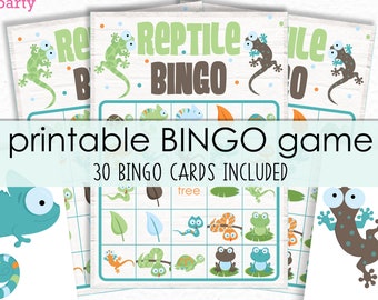 Reptile Party Bingo Printable Party Game - Reptile Birthday Party Game - Frogs and Lizards Bingo Game - Printable PDF - Instant Download