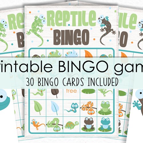 Reptile Party Bingo Printable Party Game Reptile Birthday Etsy