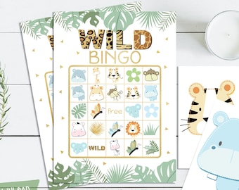 Jungle Bingo Printable Party Game - 30 Bingo Cards - Jungle Birthday Party Game - Animals Party Game - Instant Download - Printable File