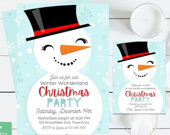 Christmas Snowman Invitation - Christmas Invitation - Snowman Christmas Party Invitation- Family Party - Print, Email, Post to Social Media