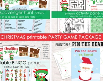 Printable Christmas Party Game Package - 4 Activities - Printable Party Games - Christmas Games - Christmas Activities - Instant Download