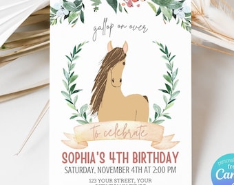 Editable Pony Birthday Invitation, Horse Birthday Invitation, Pony Party Thank You & Evite Included, Horse Invitation, Pony Decorations