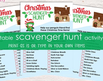 Christmas Scavenger Hunt Printable Activity - Christmas Party Game - Christmas Activity - Holiday Party Game - Christmas Game - Holiday Fun