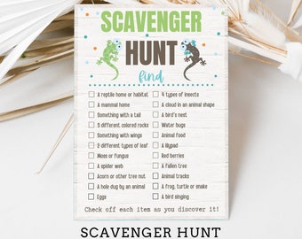 Outdoor Scavenger Hunt Printable Activity - Reptile Birthday Party Game - Nature Scavenger Hunt Printable - Instant Download - Nature Party