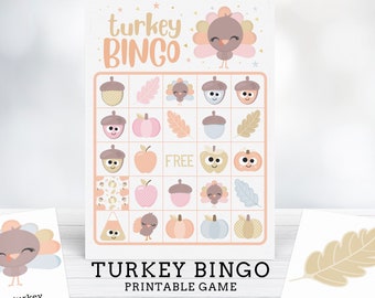 Turkey Bingo - Thanksgiving Bingo Printable Party Game - Thanksgiving Party Game - Fall Bingo - Fall Activity - Farm Game - Instant Download