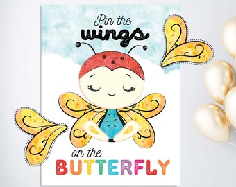 Butterfly Printable Party Game - 4 Sizes - Rainbow Party Game - Rainbow Birthday Party Game - Butterfly Activity - Butterfly Birthday