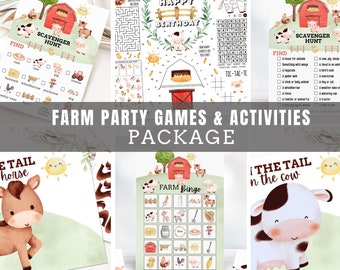 Printable Farm Games & Activities Package - 8 Activities - Barnyard Birthday Games - Bingo, Pin the Tail, Scavenger Hunt, Time Capsule, etc.